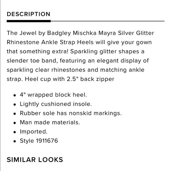NEW Badgley Mischka Mayra Silver Glitter Rhinestone Ankle Strap Heels - Picture 12 of 12